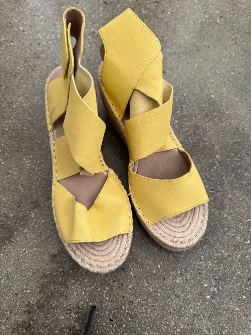 Eileen Fisher Yellow Espadrille Wedge Sandals